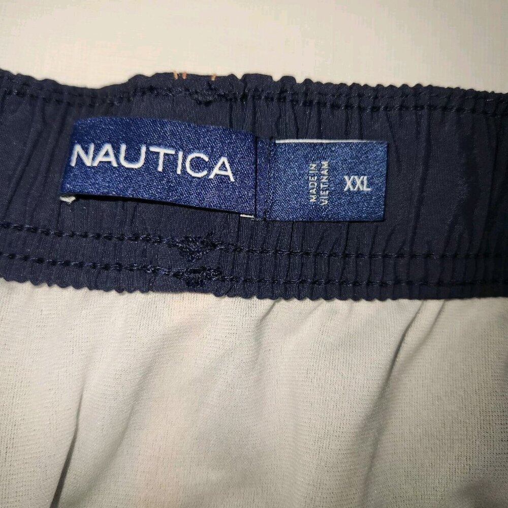 NAUTICA Mens XXL QUICK-DRY TRI-BLOCK SWIM SHORTS TRUNKS Orange Blue - Picture 4 of 5
